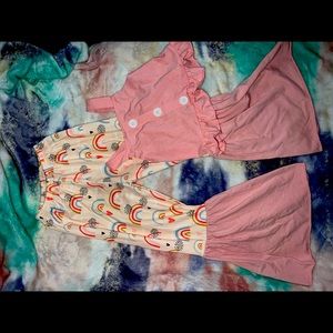 Two piece outfits, trendy little girls 6 bell bottom outfits dr suess rainbow